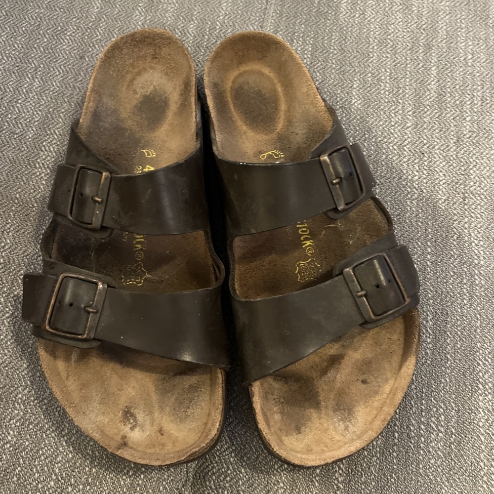 Birkenstock Mocha Brown Birko-Flor Sandals Mens 44 Size 11 Two Strap Preowned